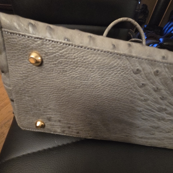 JRA - Elegant Gray Ostrich Leather Bag - Picture 8 of 10